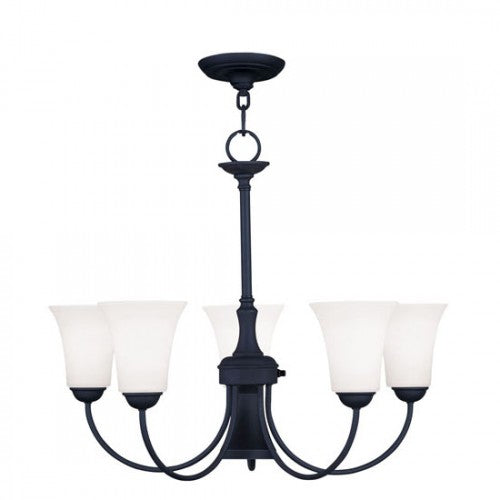 5 Light + 1 Light Black Chandelier Chandelier Livex