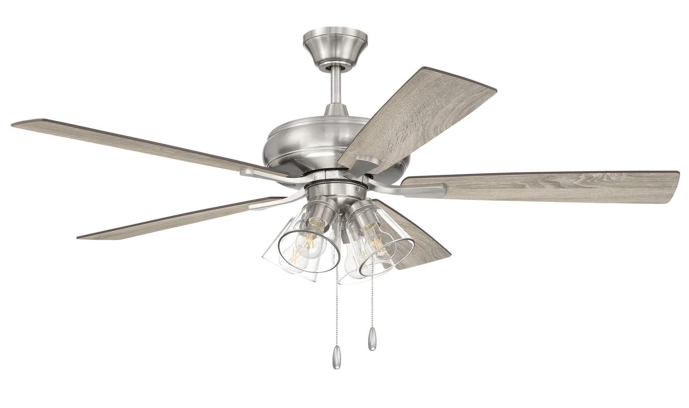 52" Eos Clear 4 Light in Brushed Polished Nickel w/ Driftwood/Walnut Blades Ceiling Fan CRAFTMADE