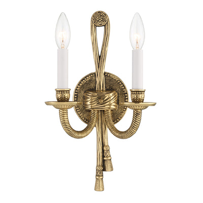 Crystorama 2 Light Olde Brass Cast Sconce Wall Sconce Crystorama