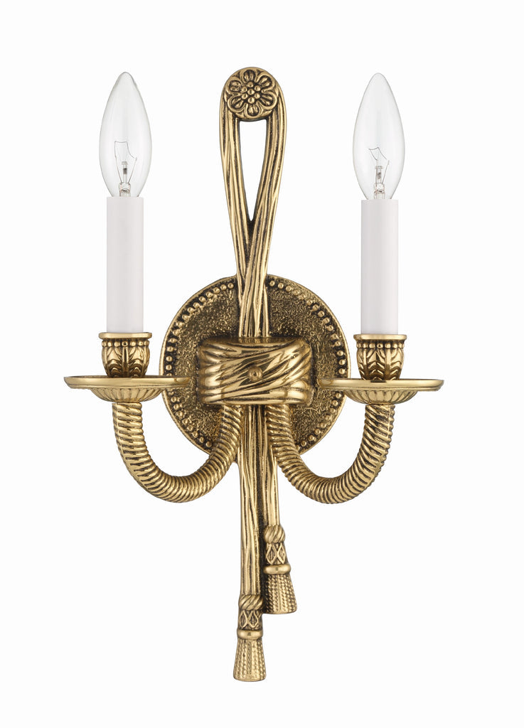 Crystorama 2 Light Olde Brass Cast Sconce Wall Sconce Crystorama