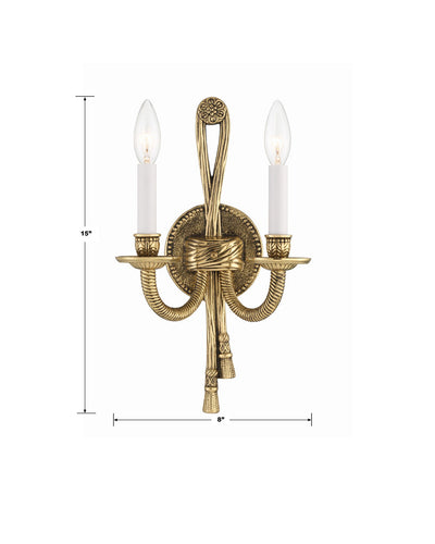 Crystorama 2 Light Olde Brass Cast Sconce Wall Sconce Crystorama