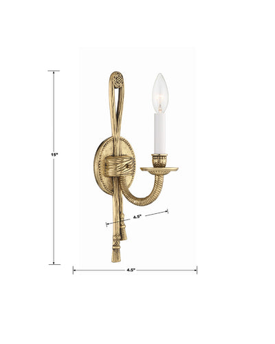 Crystorama 1 Light Olde Brass Cast Sconce Wall Sconce Crystorama