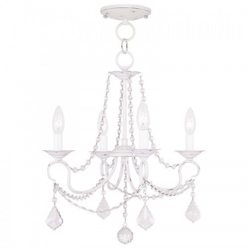 4 Light Antique White Chain Hang/Ceiling Mount Chandelier Livex