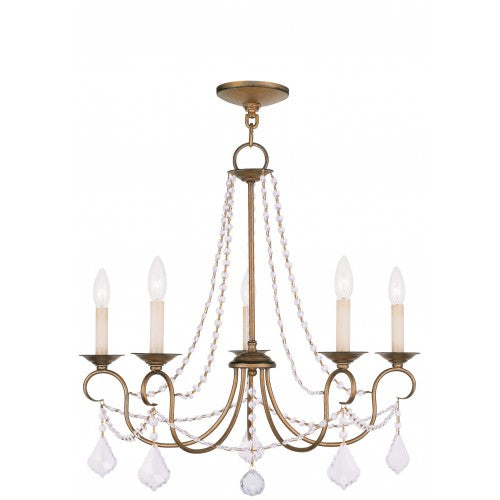 5 Light Antique Gold Leaf Chandelier Chandelier Livex