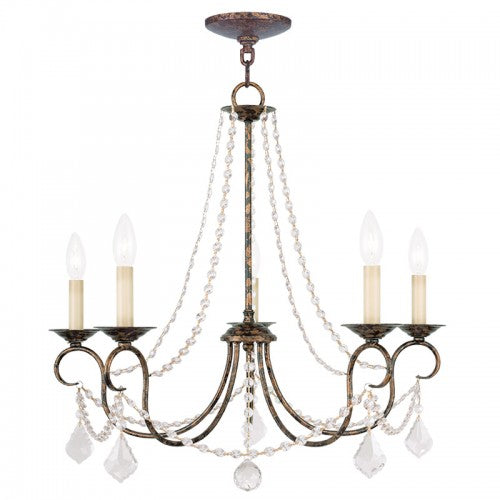 5 Light Venetian Golden Bronze Chandelier Chandelier Livex