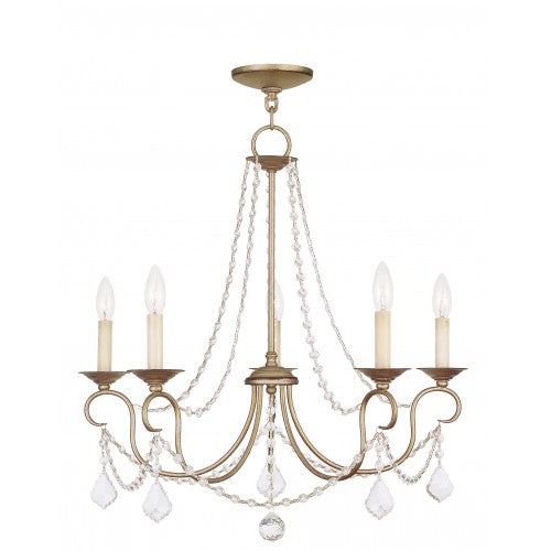 5 Light Antique Silver Leaf Chandelier Chandelier Livex