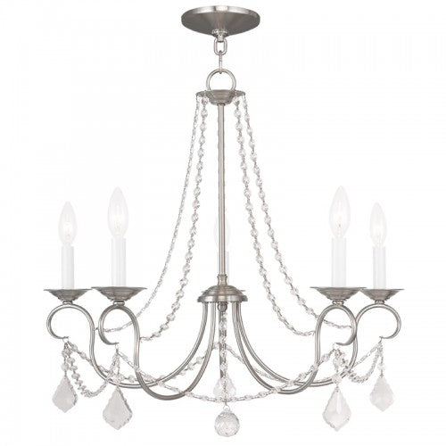 5 Light Brushed Nickel Chandelier Chandelier Livex