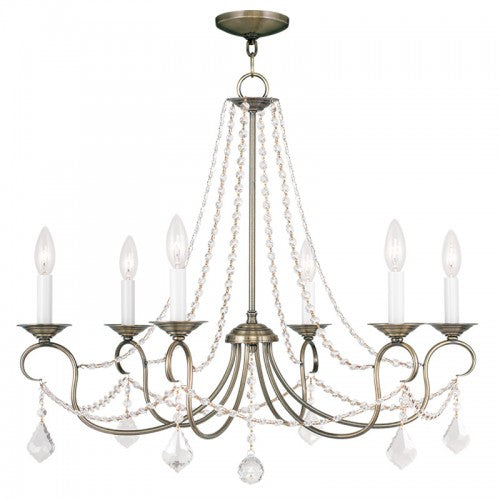 6 Light Antique Brass Chandelier Chandelier Livex