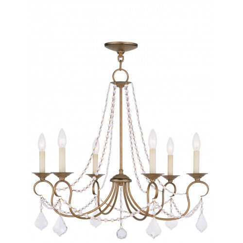 6 Light Antique Gold Leaf Chandelier Chandelier Livex