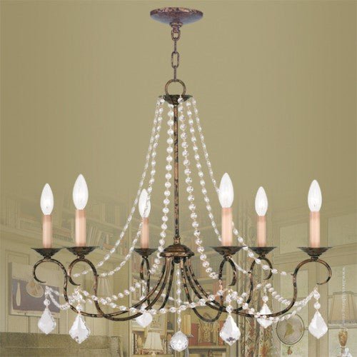 6 Light Venetian Golden Bronze Chandelier Chandelier Livex