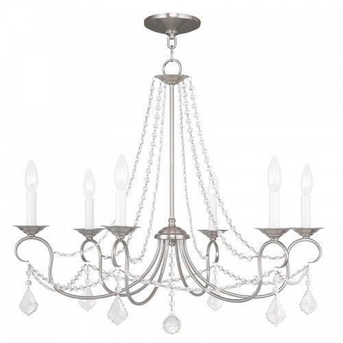 6 Light Brushed Nickel Chandelier Chandelier Livex