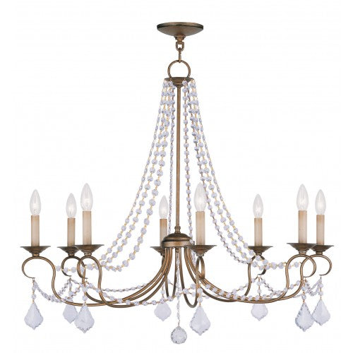 8 Light Antique Gold Leaf Chandelier Chandelier Livex