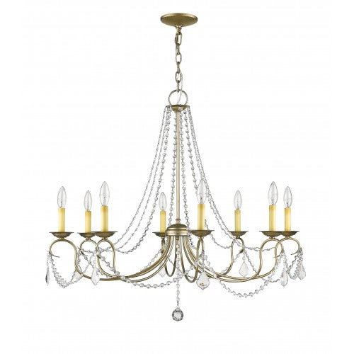 8 Light Antique Silver Leaf Chandelier Chandelier Livex