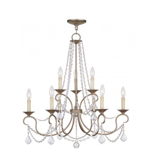 9 Light Antique Silver Leaf Chandelier Chandelier Livex