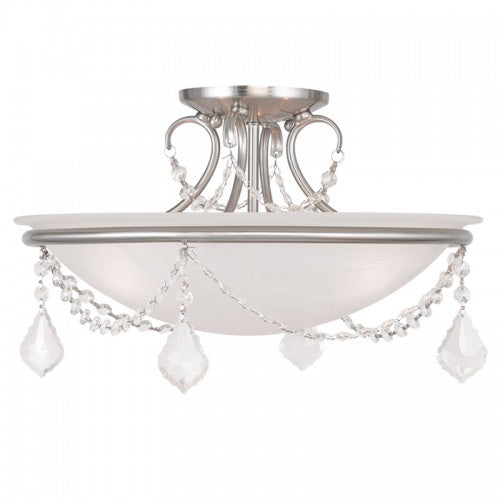 3 Light Brushed Nickel Ceiling Mount Semi Flush Livex