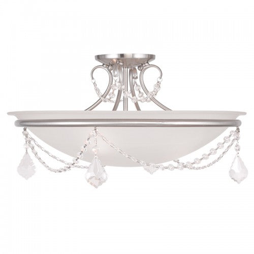 3 Light Brushed Nickel Ceiling Mount Semi Flush Livex