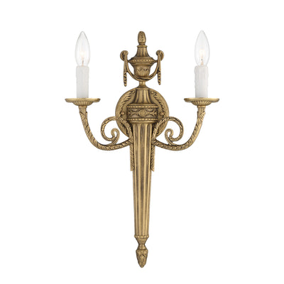 Crystorama 2 Light Matte Brass Cast Sconce Wall Sconce Crystorama