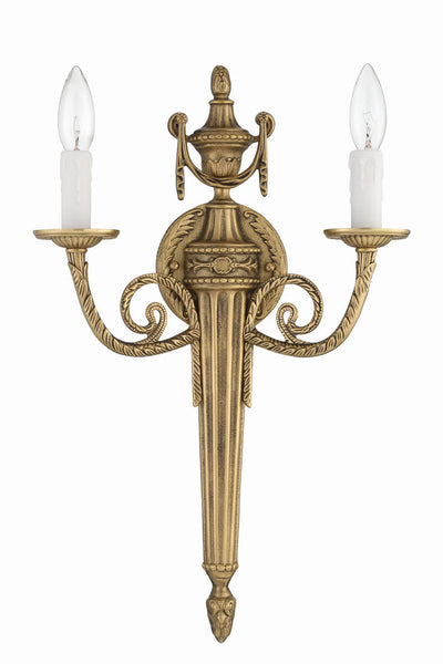 Crystorama 2 Light Matte Brass Cast Sconce Wall Sconce Crystorama