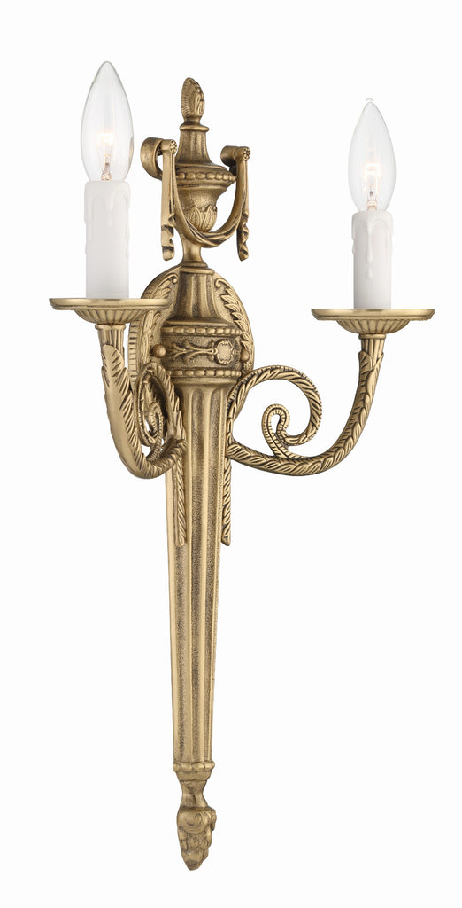 Crystorama 2 Light Matte Brass Cast Sconce Wall Sconce Crystorama