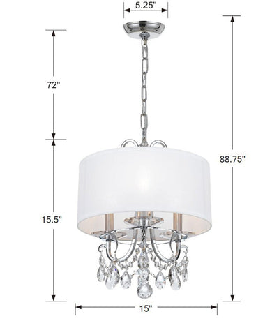 Othello 3 Light Clear Crystal Polished Chrome Mini Chandelier Chandelier Crystorama