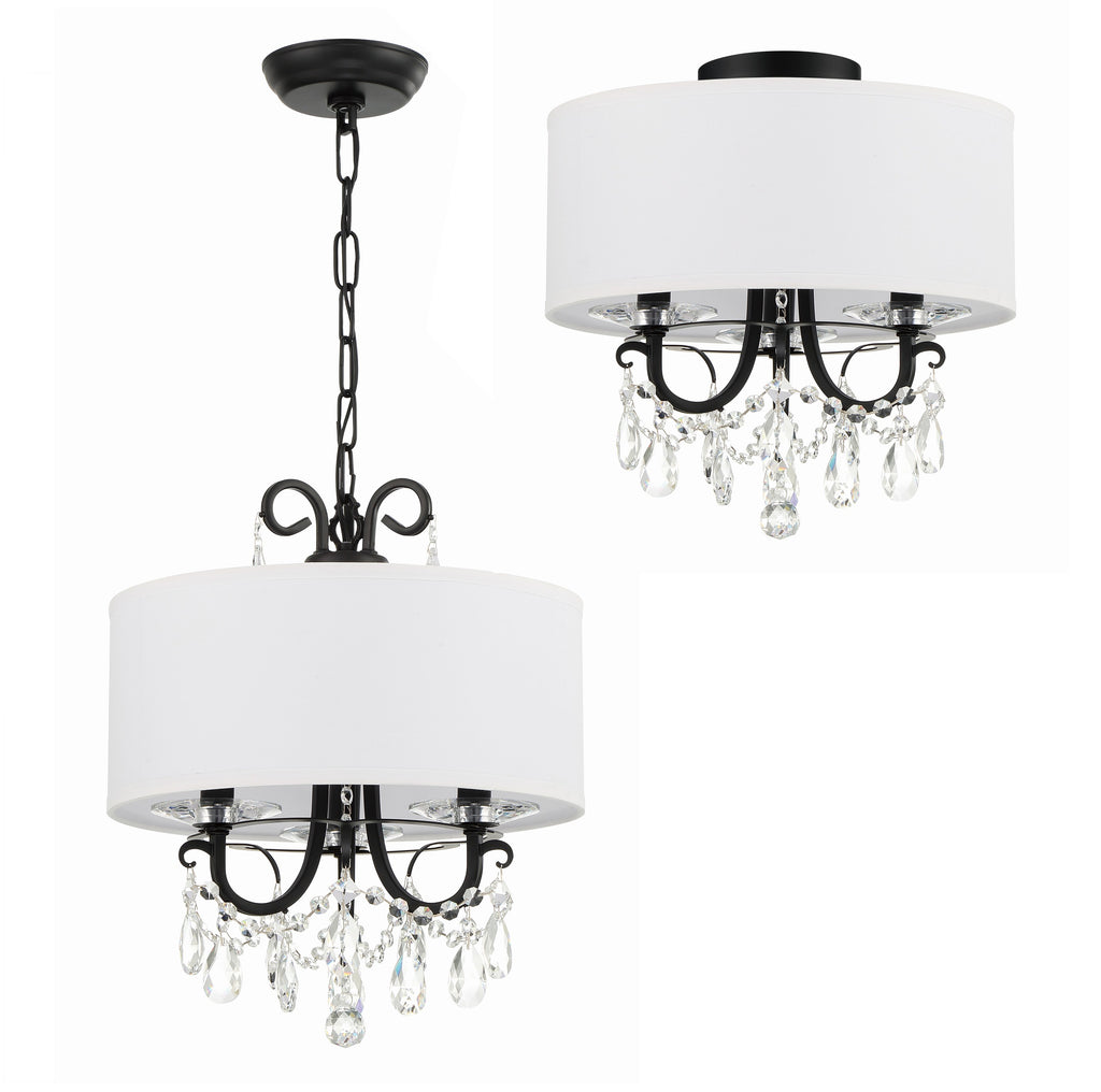 Othello 3 Light Matte Black Mini Chandelier Chandelier Crystorama