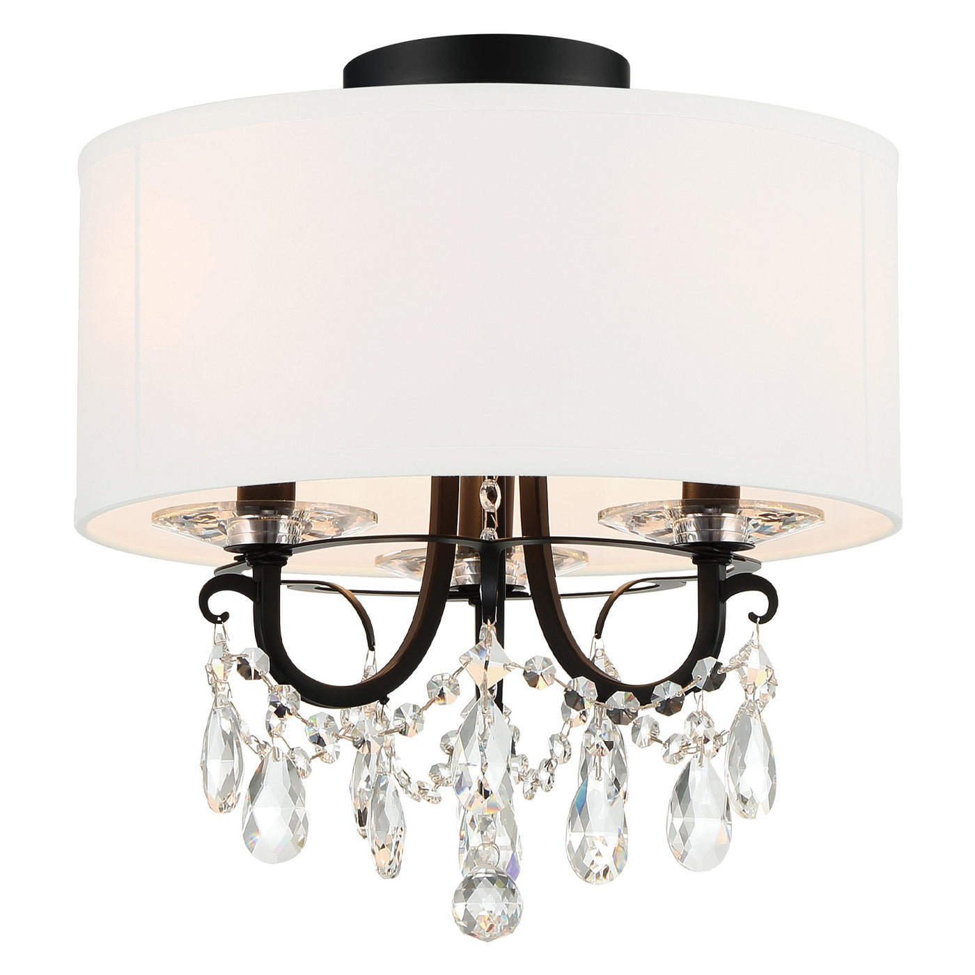 Othello 3 Light Matte Black Semi Flush Mount Semi Flush Crystorama