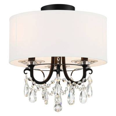 Othello 3 Light Matte Black Semi Flush Mount Semi Flush Crystorama