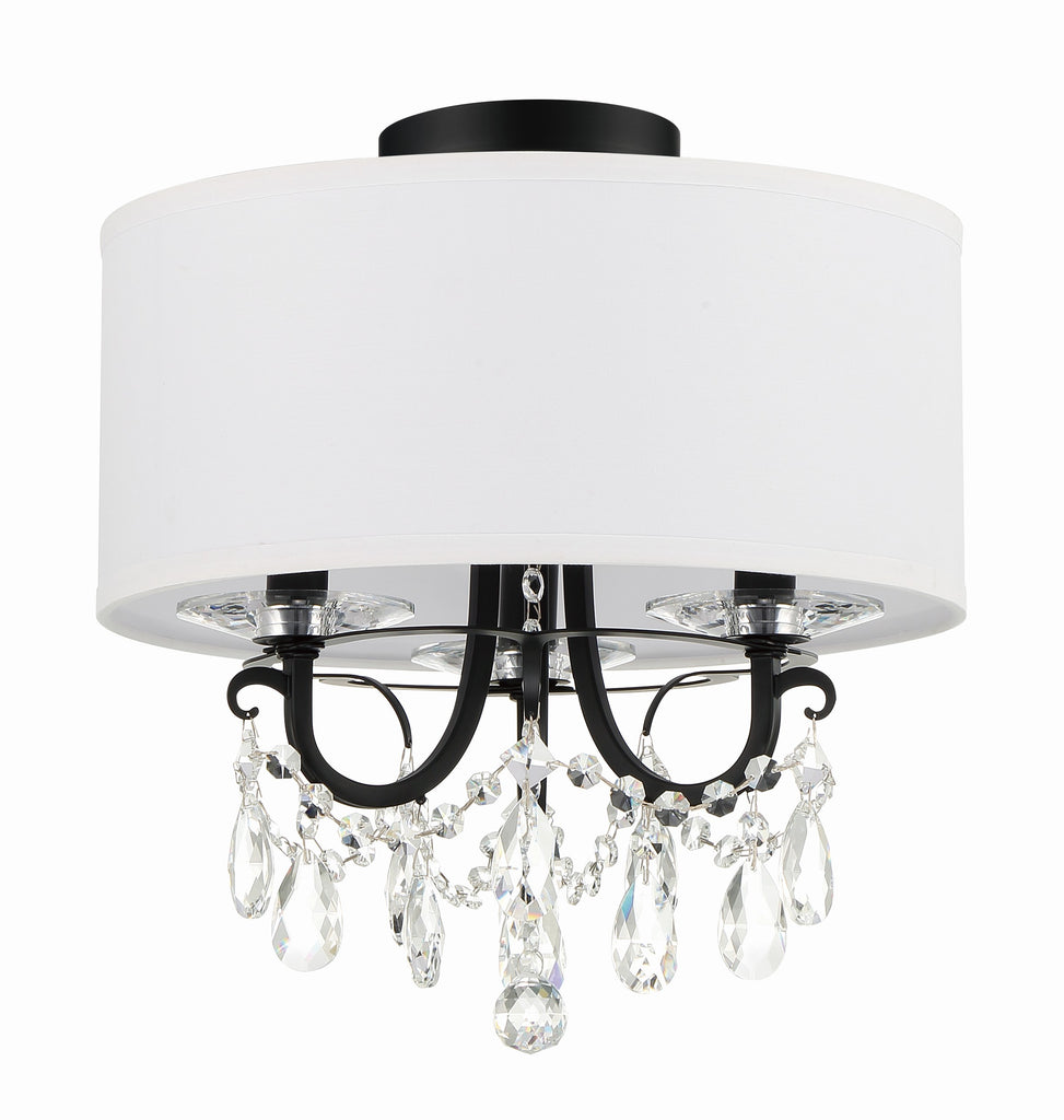 Othello 3 Light Matte Black Semi Flush Mount Semi Flush Crystorama