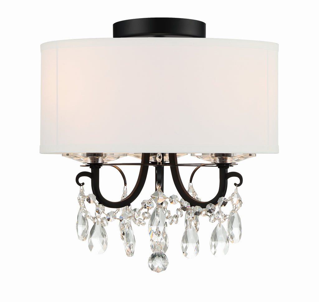 Othello 3 Light Matte Black Semi Flush Mount Semi Flush Crystorama