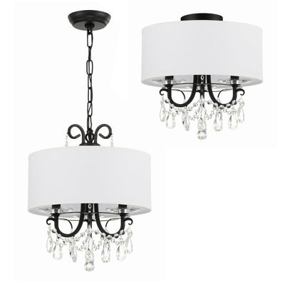 Othello 3 Light Matte Black Semi Flush Mount Semi Flush Crystorama