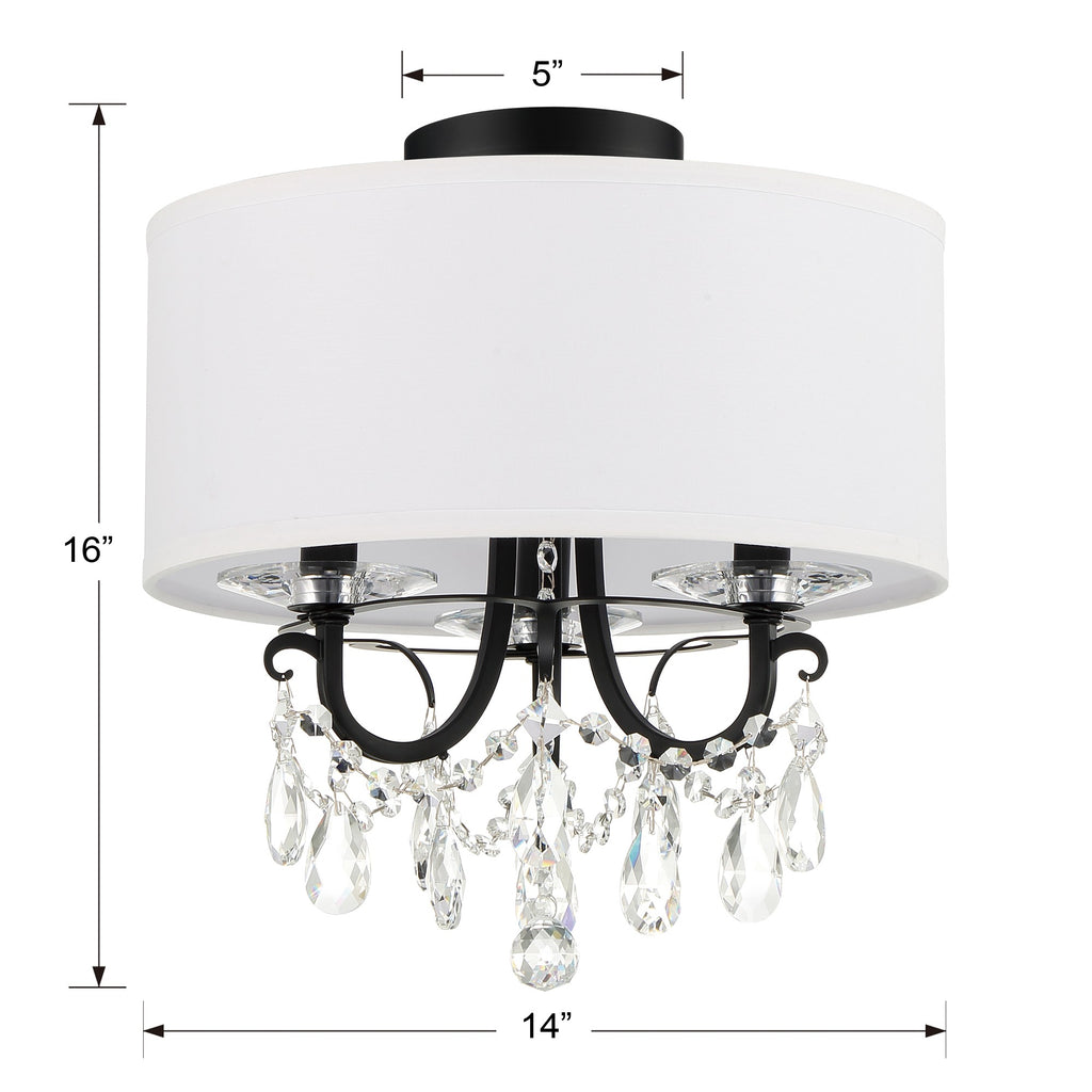 Othello 3 Light Matte Black Semi Flush Mount Semi Flush Crystorama