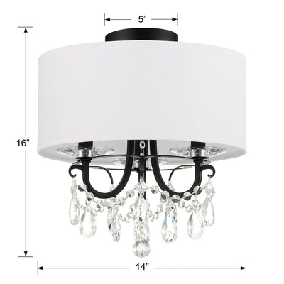 Othello 3 Light Matte Black Semi Flush Mount Semi Flush Crystorama