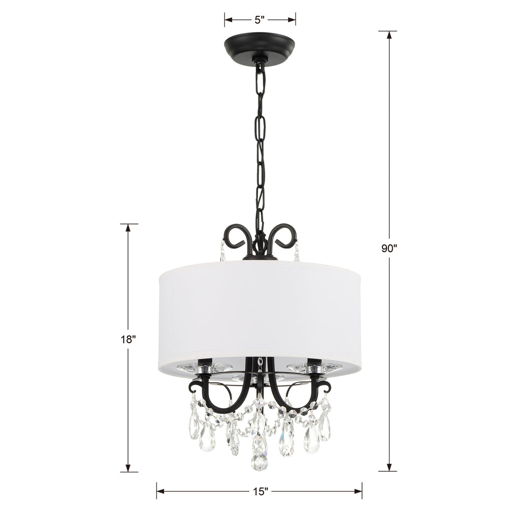 Othello 3 Light Matte Black Mini Chandelier Chandelier Crystorama