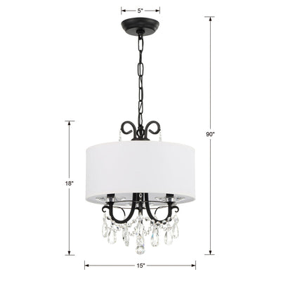 Othello 3 Light Matte Black Mini Chandelier Chandelier Crystorama