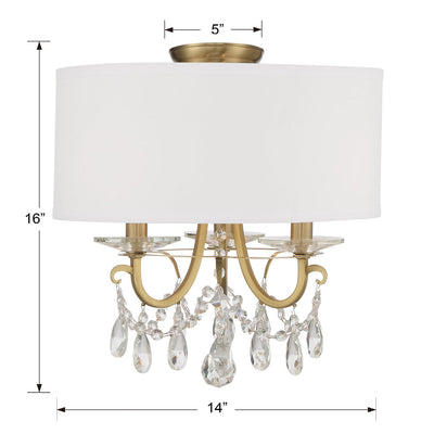 Othello 3 Light Vibrant Gold Semi Flush Mount Semi Flush Crystorama