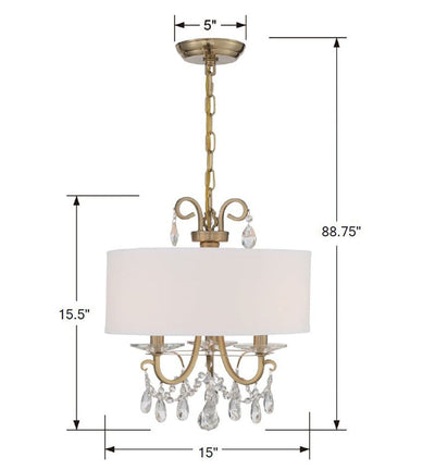 Othello 3 Light Vibrant Gold Mini Chandelier Chandelier Crystorama