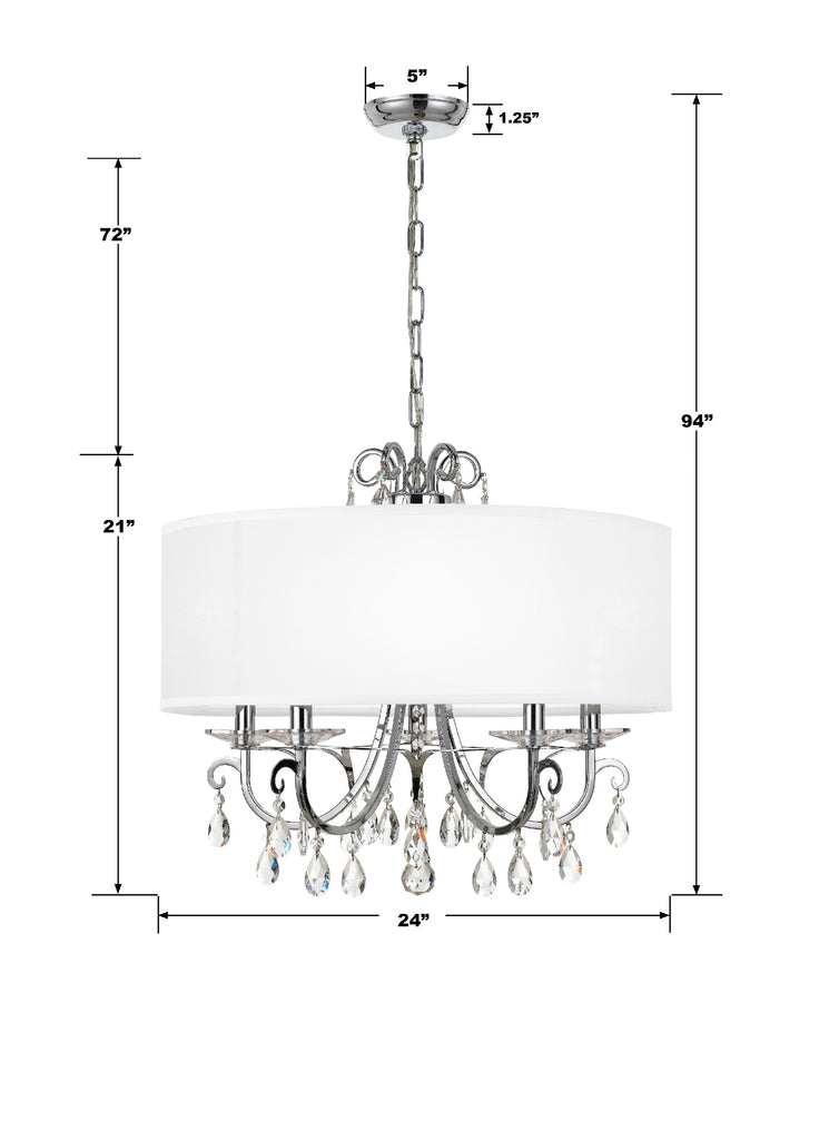 Othello 5 Light Clear Crystal Polished Chrome Chandelier Chandelier Crystorama