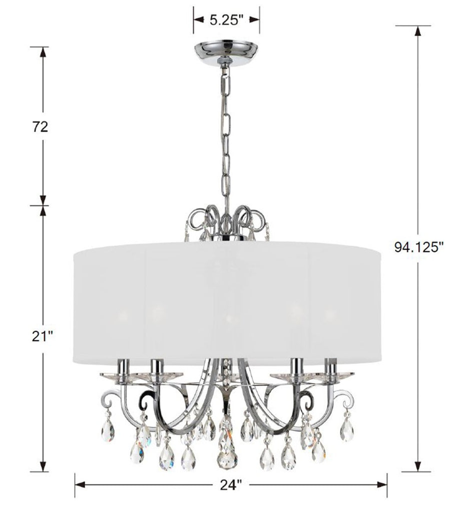 Othello 5 Light Swarovski Strass Crystal Polished Chrome Chandelier Chandelier Crystorama