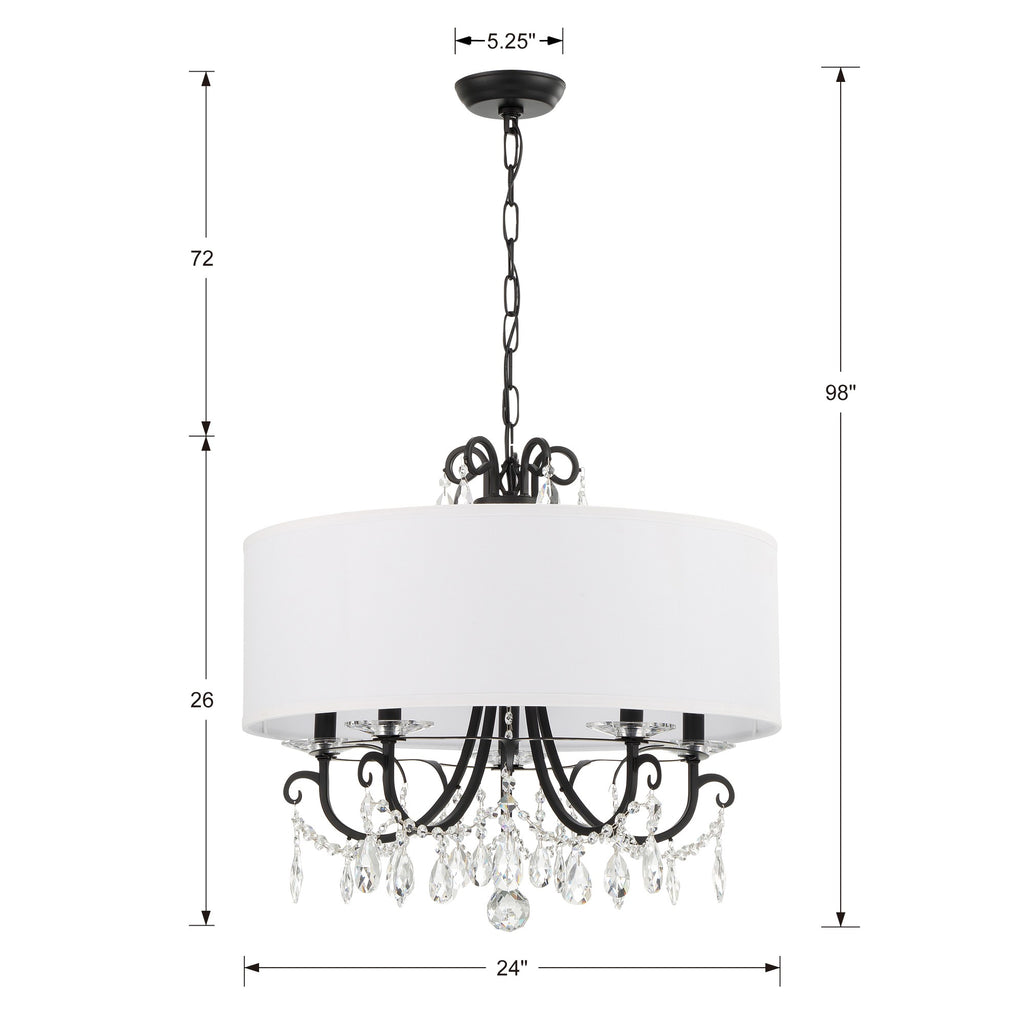 Othello 5 Light Matte Black Chandelier Chandelier Crystorama