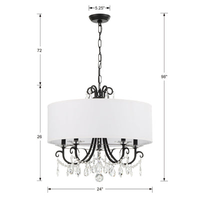 Othello 5 Light Matte Black Chandelier Chandelier Crystorama