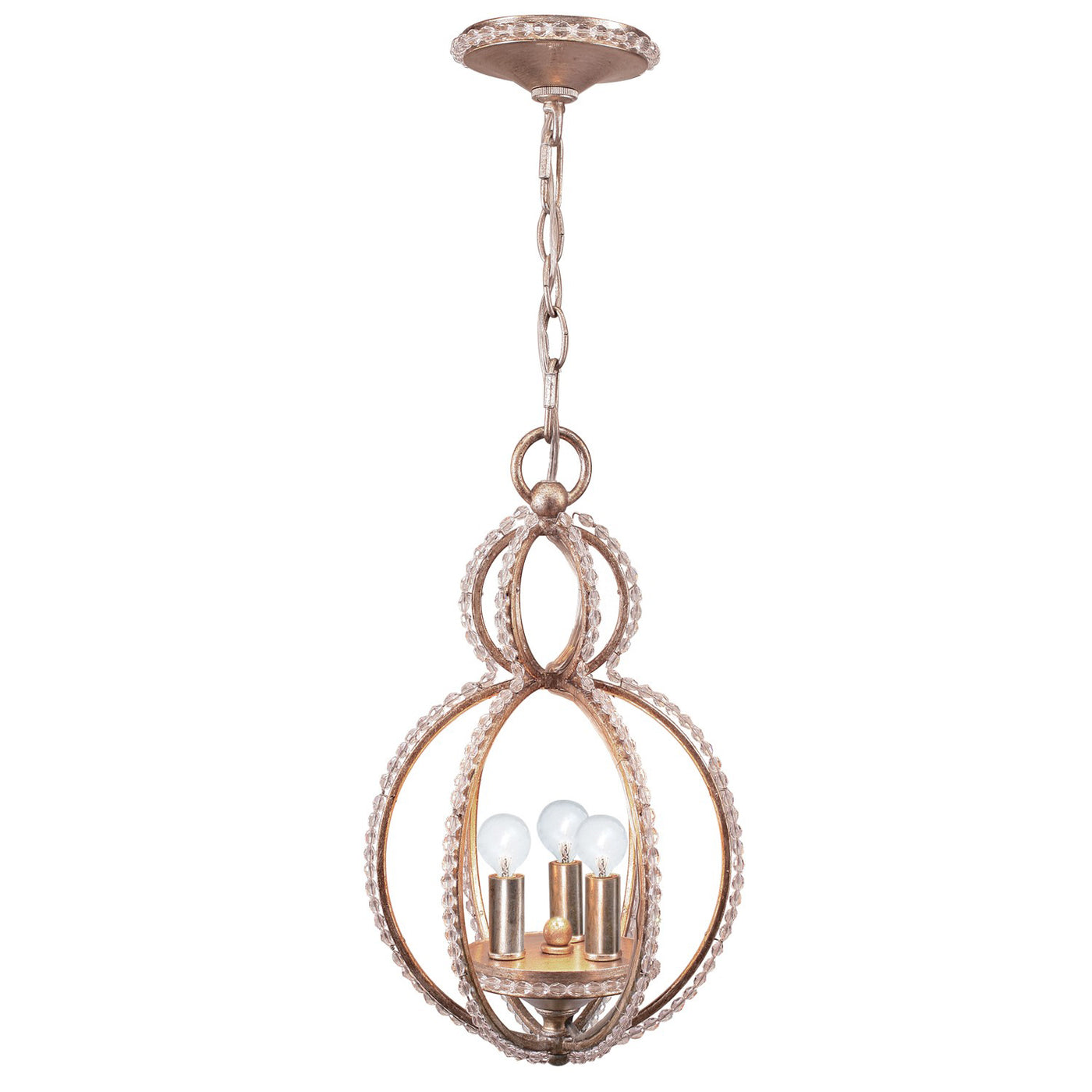 Garland 3 Light Crystal Bead Distressed Twilight Mini Chandelier Chandelier Crystorama