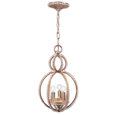 Garland 3 Light Crystal Bead Distressed Twilight Mini Chandelier Chandelier Crystorama