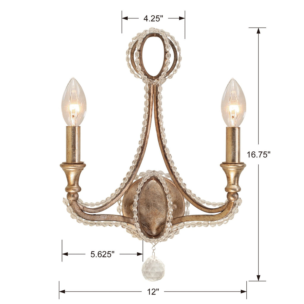 Garland 2 Light Distressed Twilight Sconce Wall Sconce Crystorama