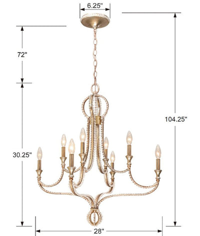 Garland 8 Light Crystal Bead Distressed Twilight Chandelier Chandelier Crystorama