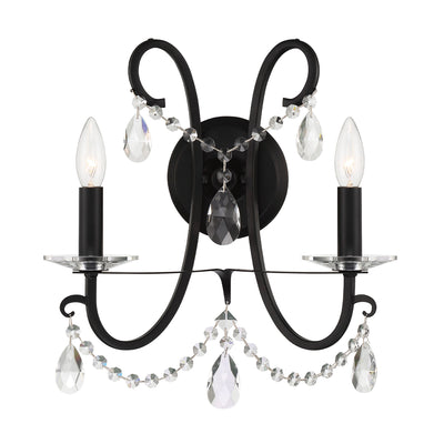 Othello 2 Light Matte Black Sconce Wall Sconce Crystorama