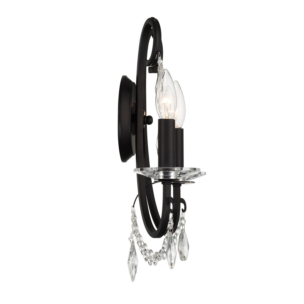 Othello 2 Light Matte Black Sconce Wall Sconce Crystorama