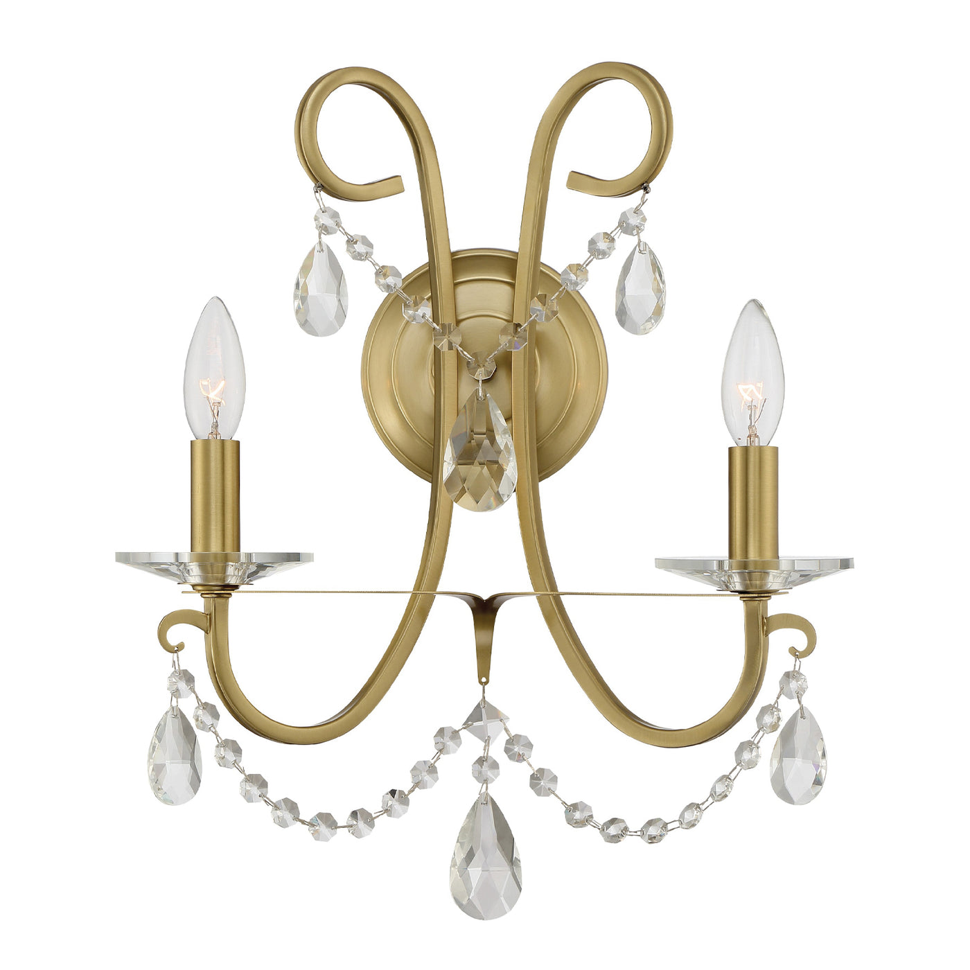 Othello 2 Light Vibrant Gold Sconce Wall Sconce Crystorama