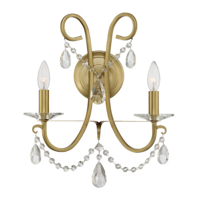 Othello 2 Light Vibrant Gold Sconce Wall Sconce Crystorama