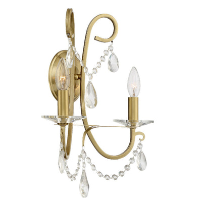 Othello 2 Light Vibrant Gold Sconce Wall Sconce Crystorama