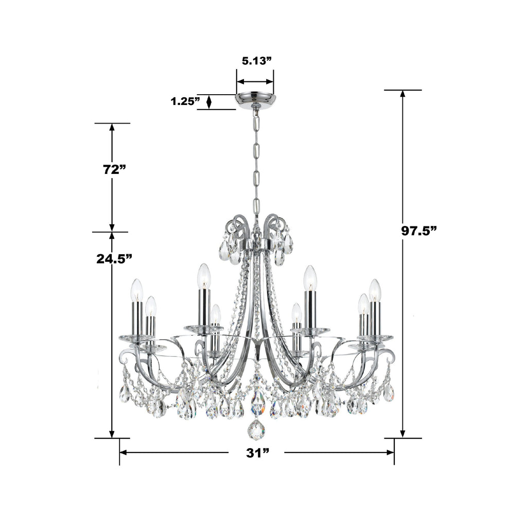 Othello 8 Light Polished Chrome Chandelier Chandelier Crystorama